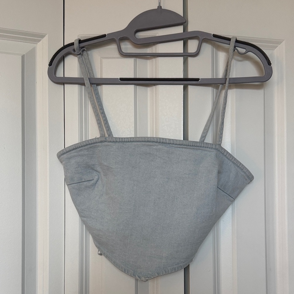 NEW ZARA DENIM STRAPPY MINI TOP